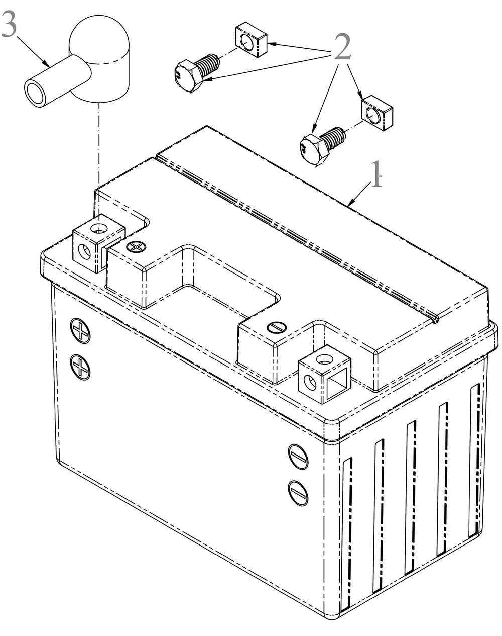 Battery Diagram and Parts List for (47TSCAB6A10)(2023) Cub Cadet Lawn Tractor